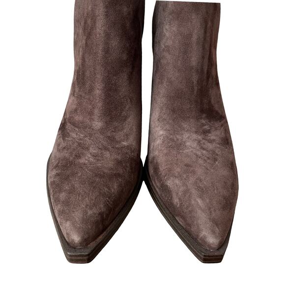 Vince Camuto Gigietta Suede Heeled Ankle Boots US 8 EU 38.5 Brown Western - Picture 7 of 10